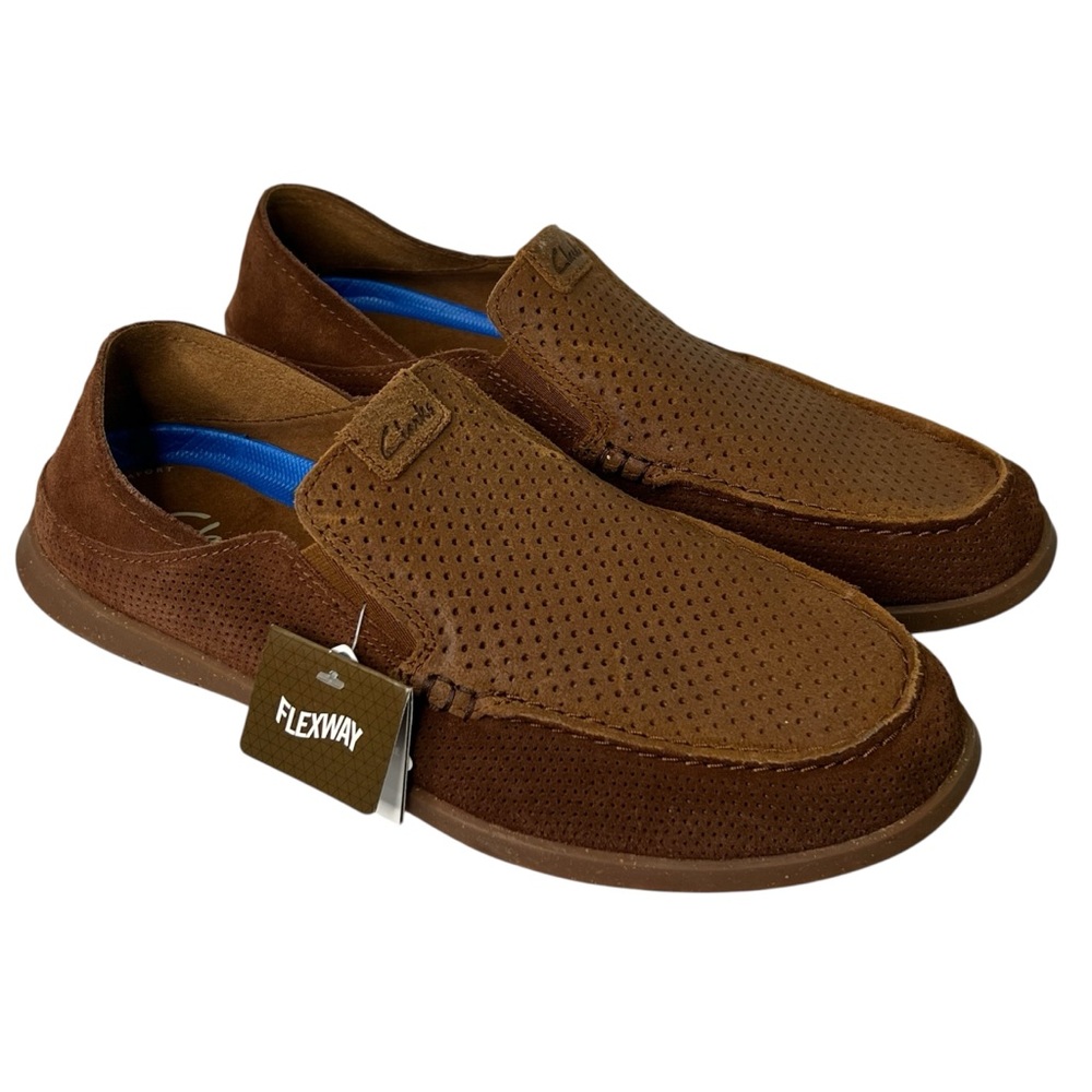Clarks Flexway Easy Moccasin Men Size 8M Dark Brown Suede New Without Box Shoes